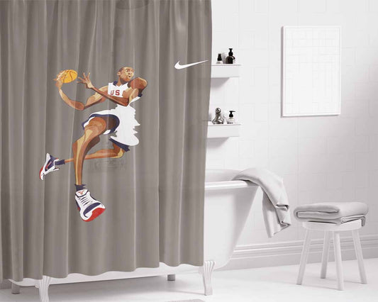 Legend Nba Slam Dunk Art Bathroom Shower Curtain Fabric Waterproof | 66 X 72 Inch