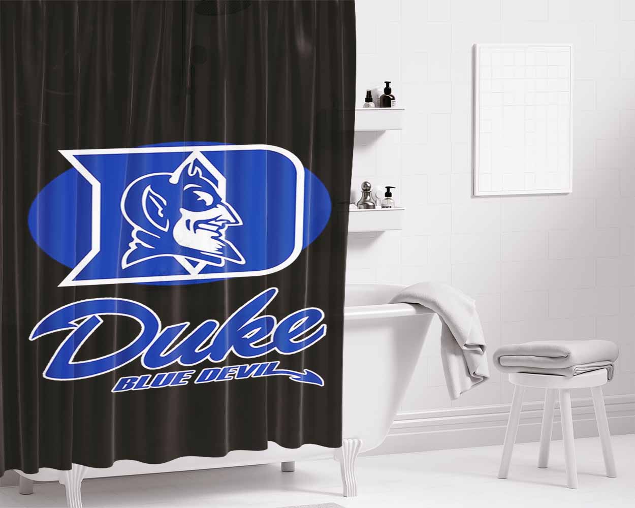 Logo Duke Blue Devils Bathroom Shower Curtain Fabric Waterproof | 66 X 72 Inch