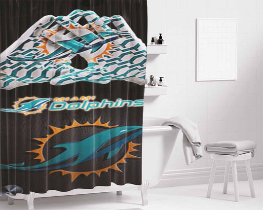Logo Miami Dolphins Bathroom Shower Curtain Fabric Waterproof | 66 X 72 Inch