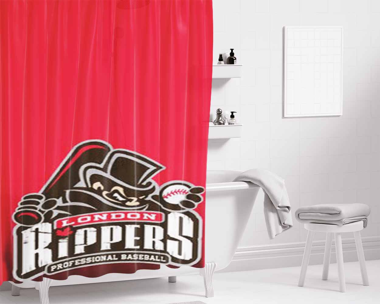 London Rippers Baseball Bathroom Shower Curtain Fabric Waterproof | 66 X 72 Inch