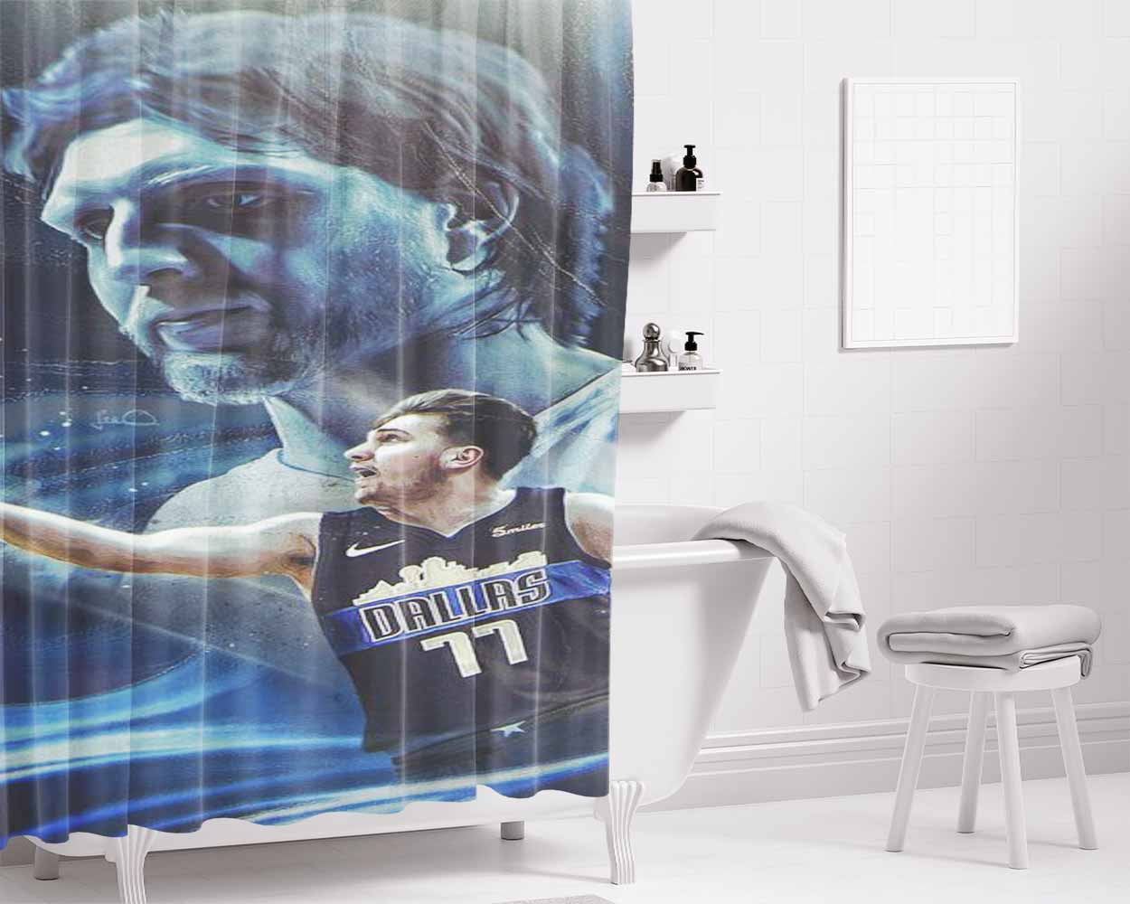 Luca Doncic Dallas Mavericks 11 Bathroom Shower Curtain Fabric Waterproof | 66 X 72 Inch
