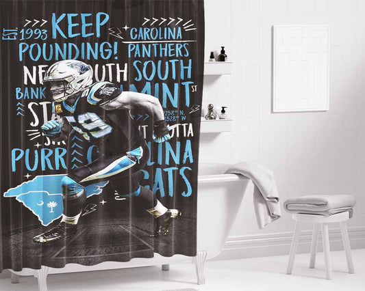 Luke Kuechly Carolina Panthers Bathroom Shower Curtain Fabric Waterproof | 66 X 72 Inch
