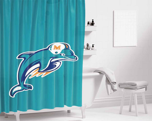 Miami Dolphins Mascot Bathroom Shower Curtain Fabric Waterproof | 66 X 72 Inch
