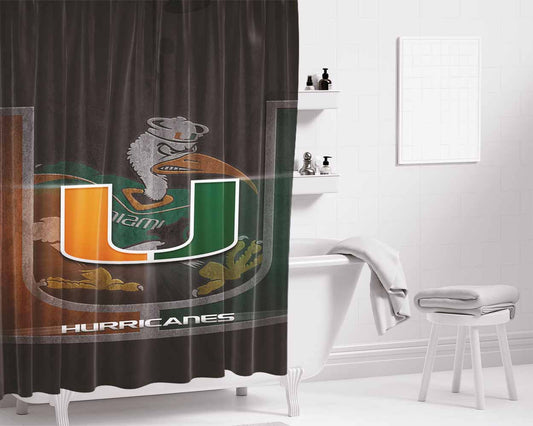 Miami Hurricanes Um 3 Bathroom Shower Curtain Fabric Waterproof | 66 X 72 Inch