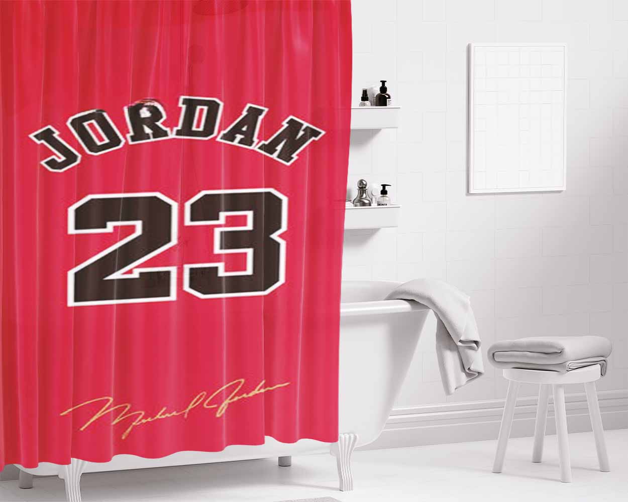 Michael Jordan 23 Number Bathroom Shower Curtain Fabric Waterproof | 66 X 72 Inch