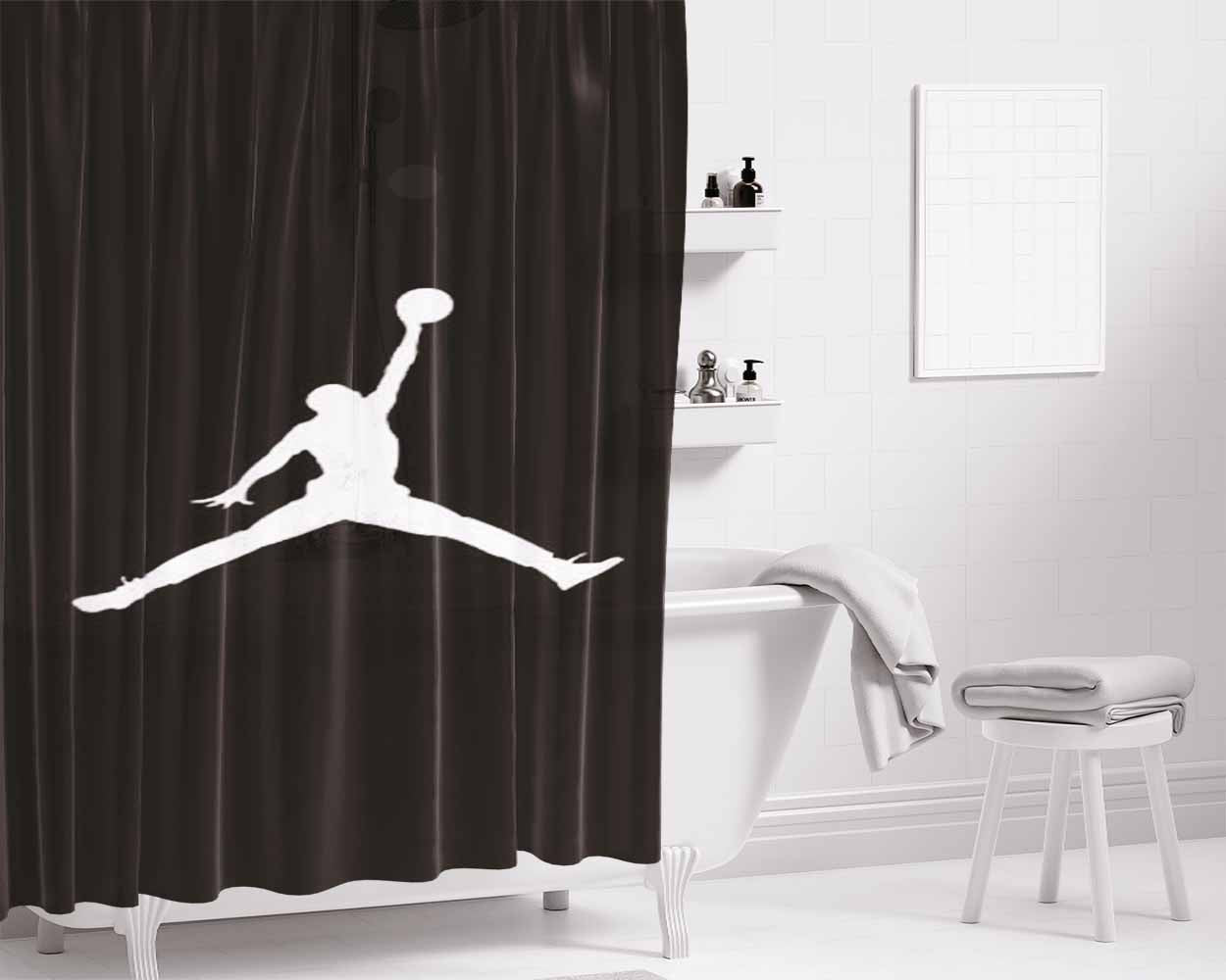 Michael Jordan Bw Logo Bathroom Shower Curtain Fabric Waterproof | 66 X 72 Inch