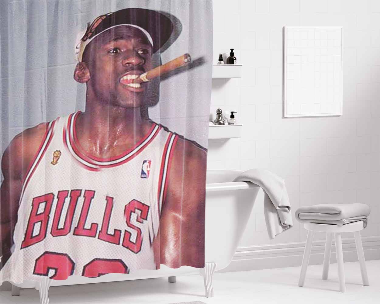 Michael Jordan Cigar Bathroom Shower Curtain Fabric Waterproof | 66 X 72 Inch
