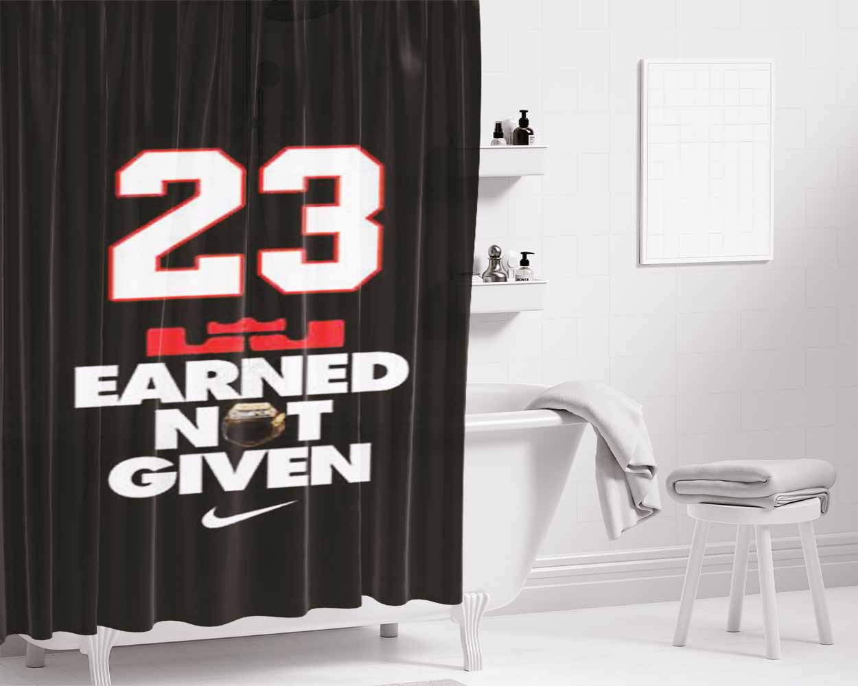 Michael Jordan Earned Not Given Bathroom Shower Curtain Fabric Waterproof | 66 X 72 Inch