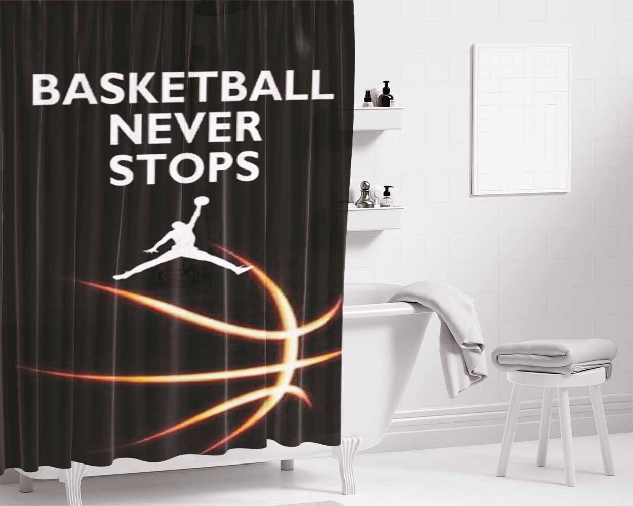 Michael Jordan Never Stops Glow Bathroom Shower Curtain Fabric Waterproof | 66 X 72 Inch
