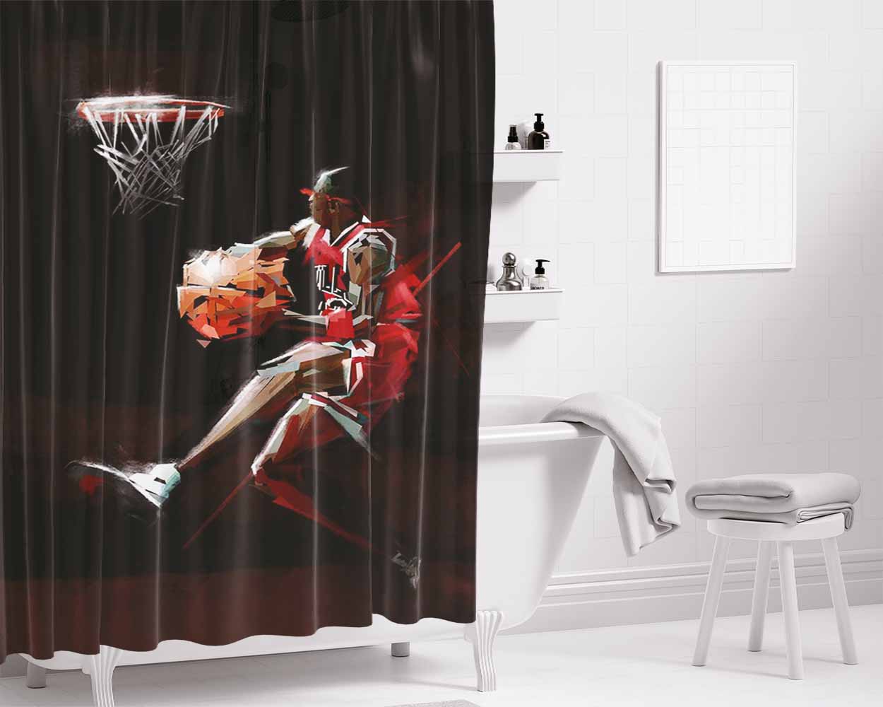Michael Jordan Slamdunk Bathroom Shower Curtain Fabric Waterproof | 66 X 72 Inch