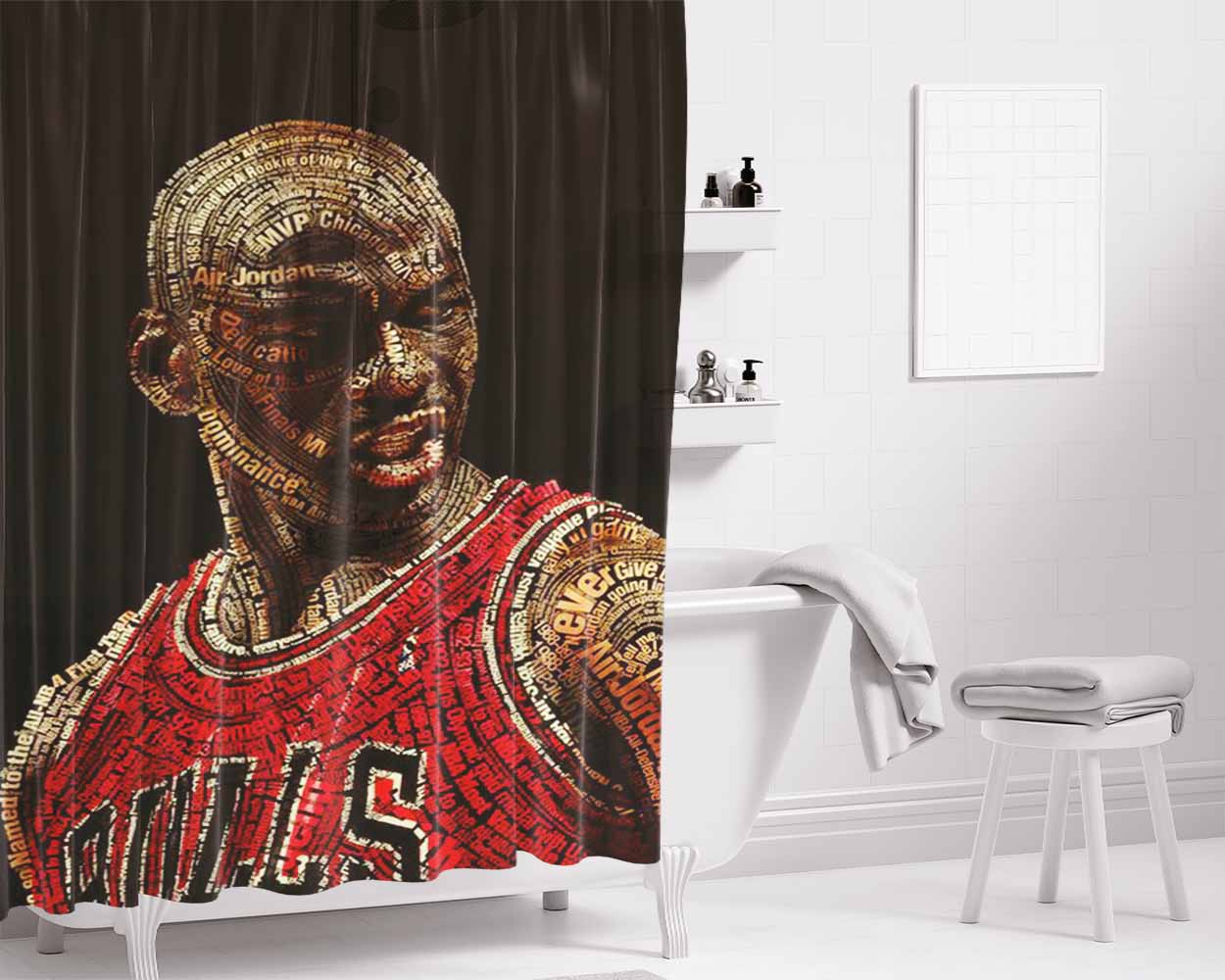 Michael Jordan Typhograpy Bathroom Shower Curtain Fabric Waterproof | 66 X 72 Inch