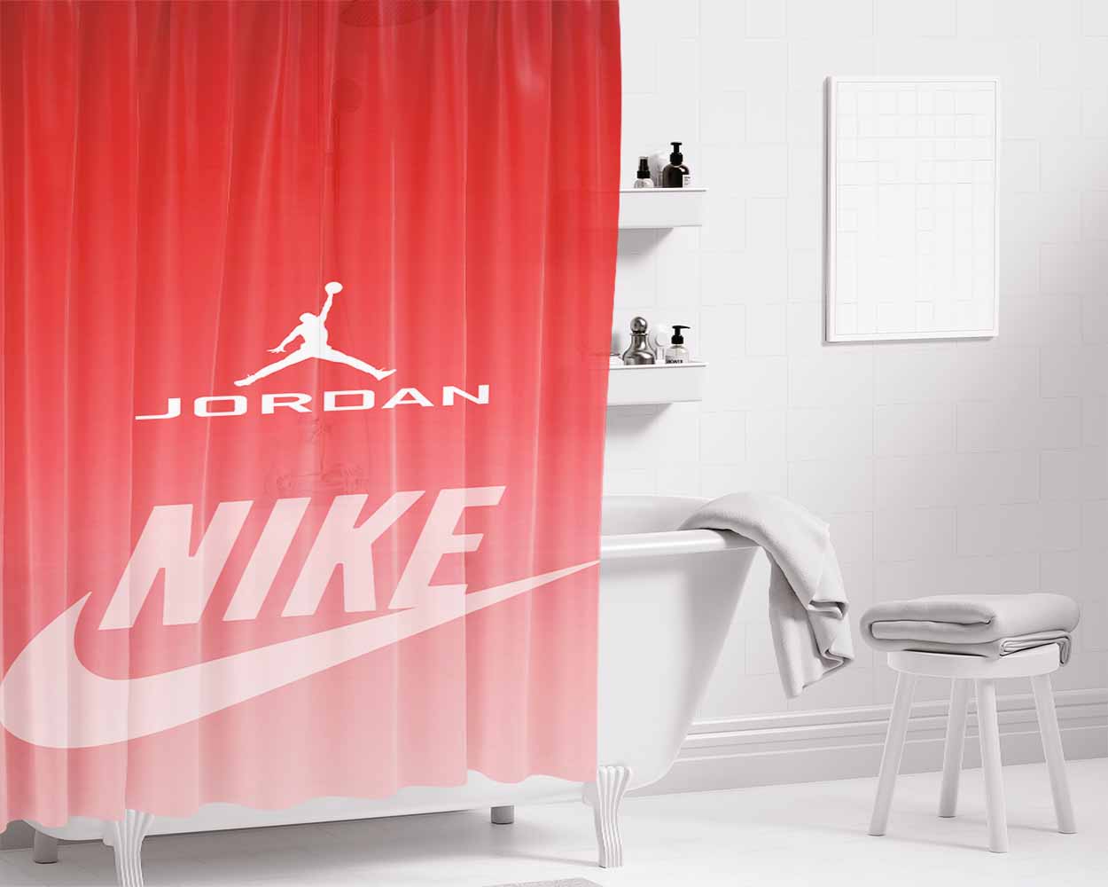 Micheal Jordan Nike Wallpaper Bathroom Shower Curtain Fabric Waterproof | 66 X 72 Inch