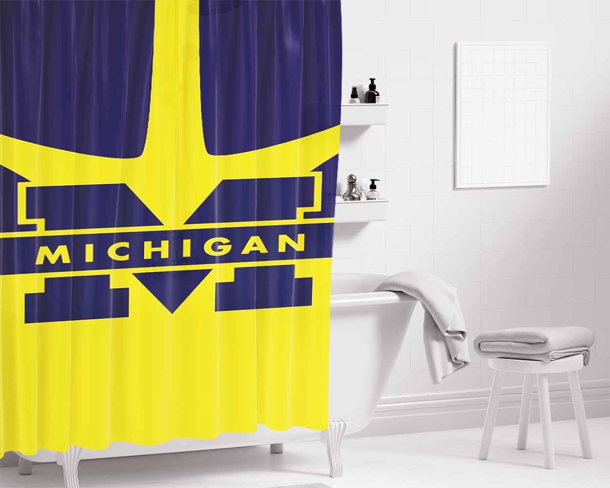 Michigan Emblem Bathroom Shower Curtain Fabric Waterproof | 66 X 72 Inch