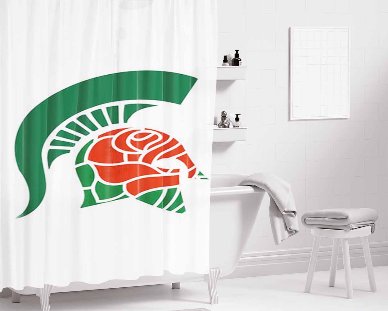 Michigan Spartan Roses Bathroom Shower Curtain Fabric Waterproof | 66 X 72 Inch