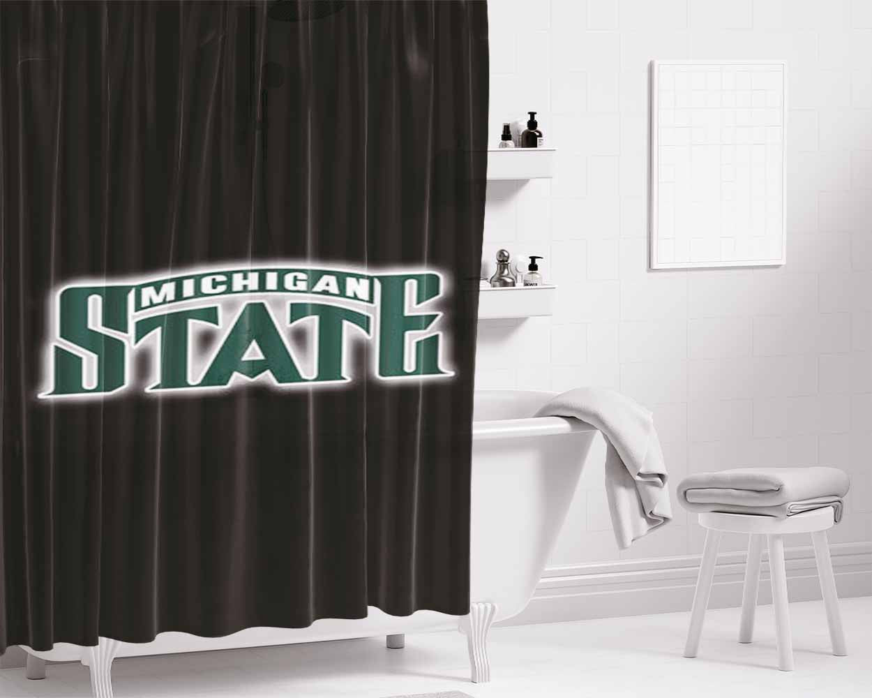 Michigan State Icon Bathroom Shower Curtain Fabric Waterproof | 66 X 72 Inch
