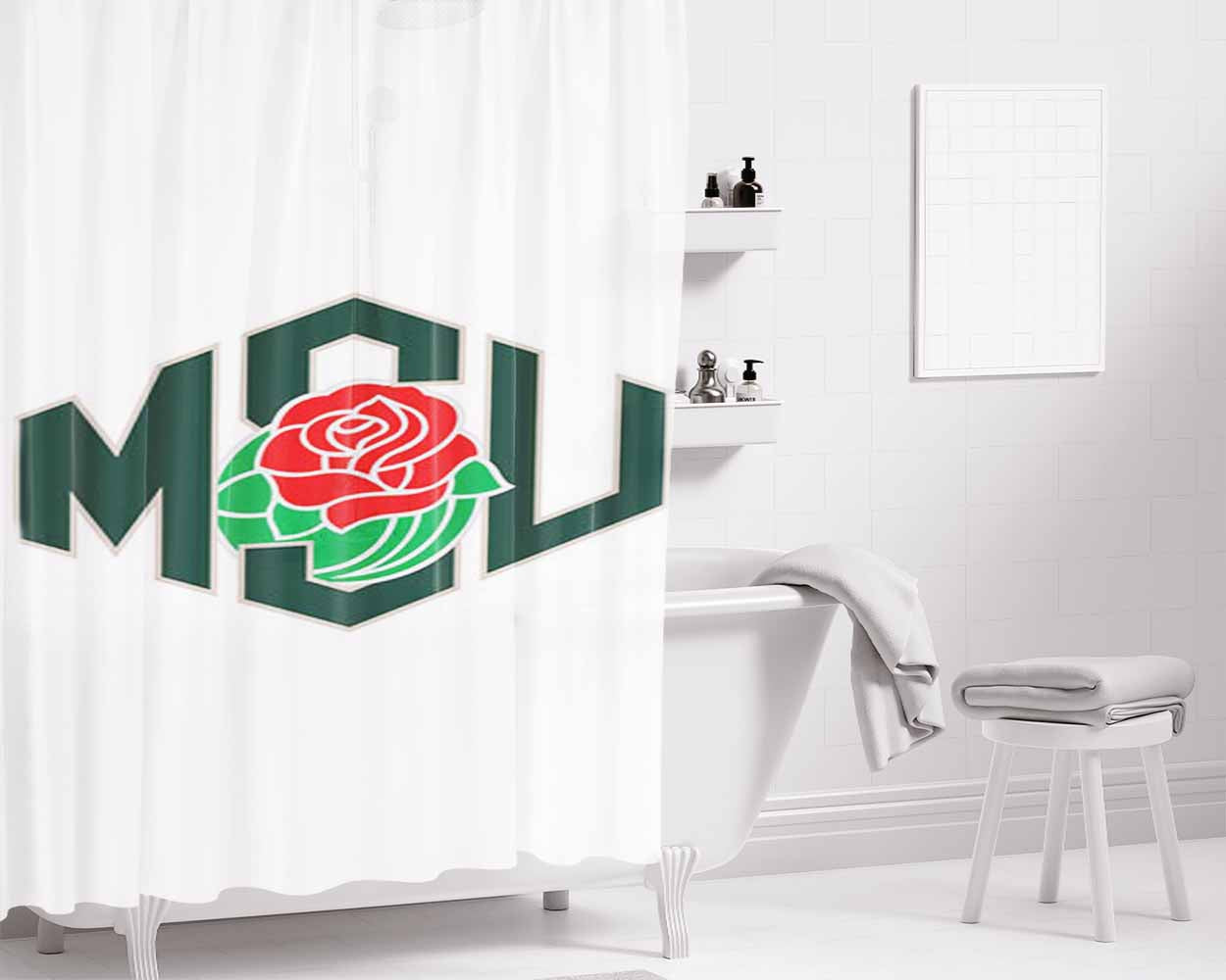 Michigan State Rose Bathroom Shower Curtain Fabric Waterproof | 66 X 72 Inch