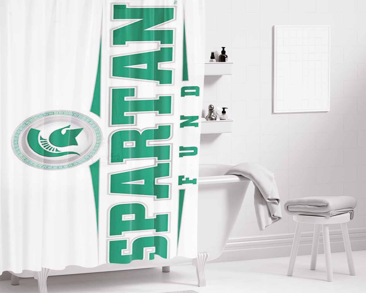 Michigan State Spartan Fund Bathroom Shower Curtain Fabric Waterproof | 66 X 72 Inch