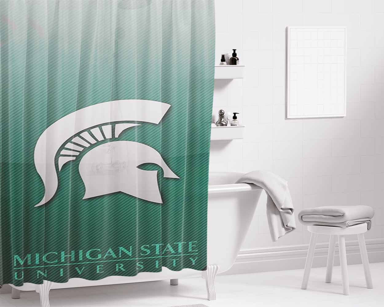Michigan State University Bathroom Shower Curtain Fabric Waterproof | 66 X 72 Inch