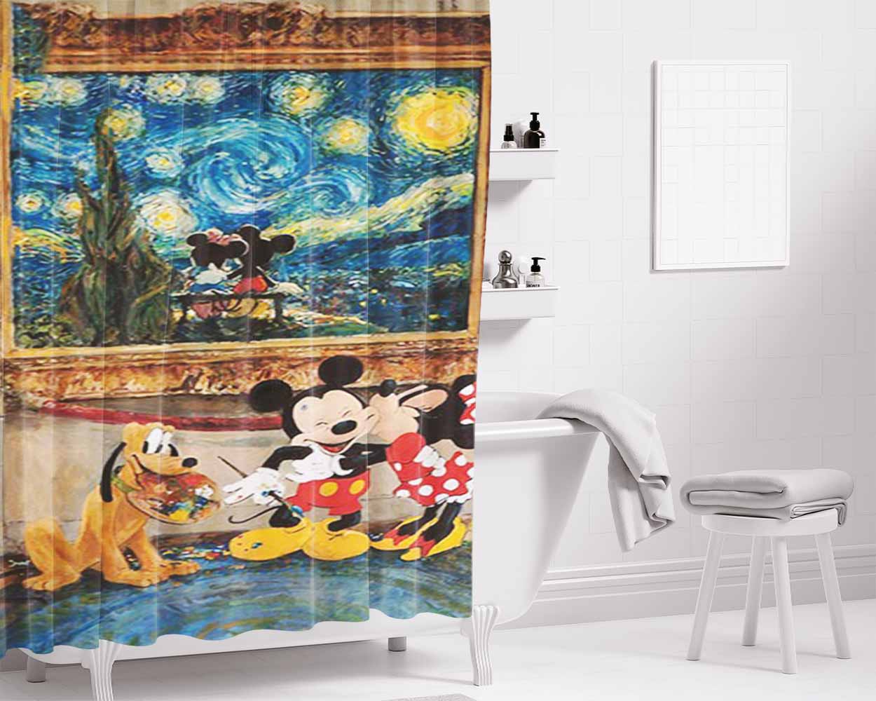Mickey Mouse And The Dog Bathroom Shower Curtain Fabric Waterproof | 66 X 72 Inch