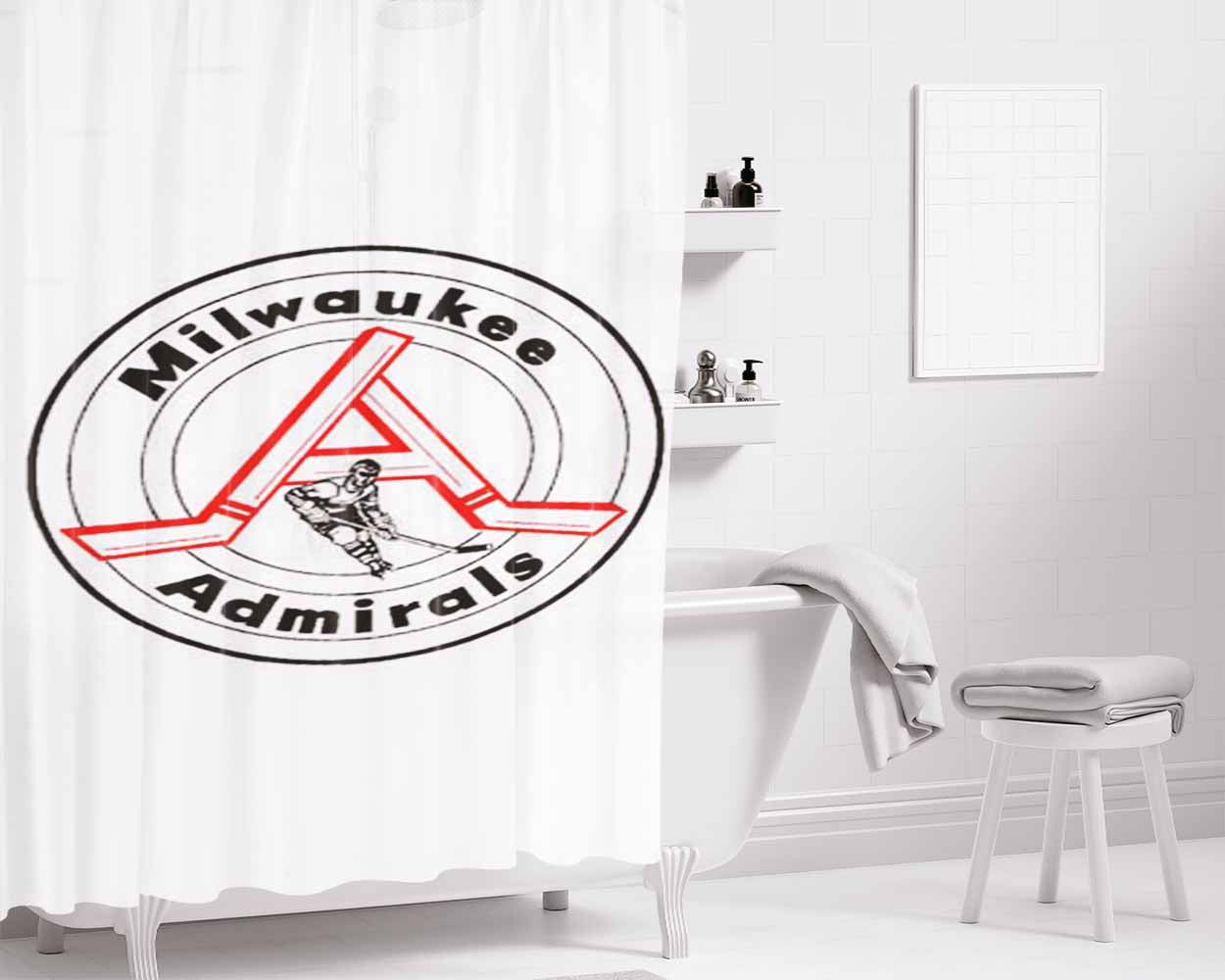 Milwaukee Admirals Symbol Bathroom Shower Curtain Fabric Waterproof | 66 X 72 Inch