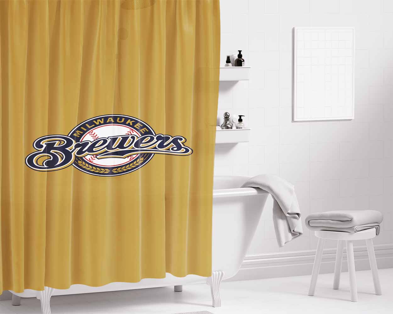 Milwaukee Bre Bathroom Shower Curtain Fabric Waterproof | 66 X 72 Inch