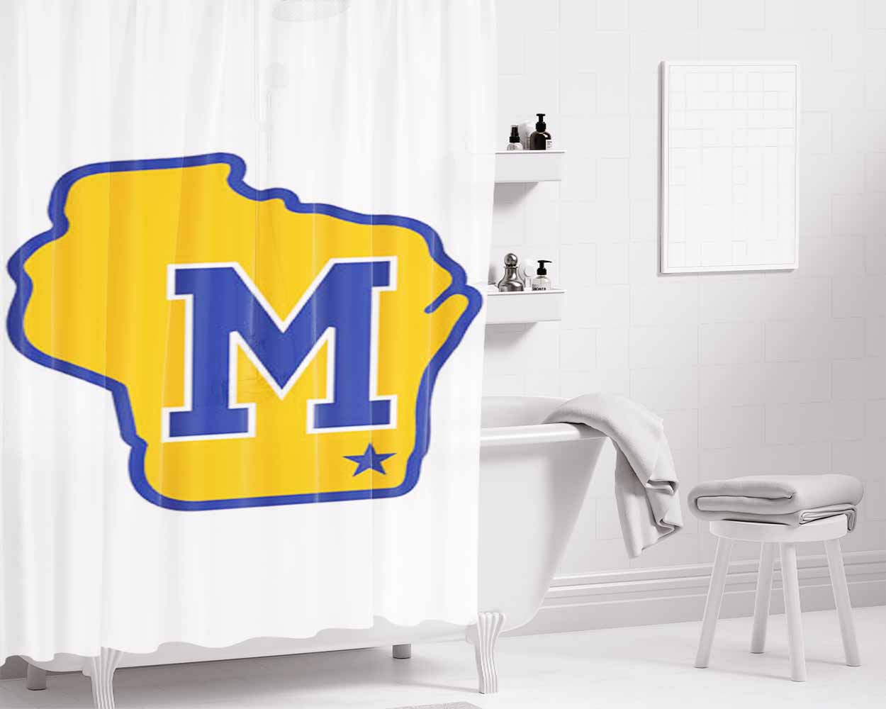 Milwaukee Brewers New Bathroom Shower Curtain Fabric Waterproof | 66 X 72 Inch