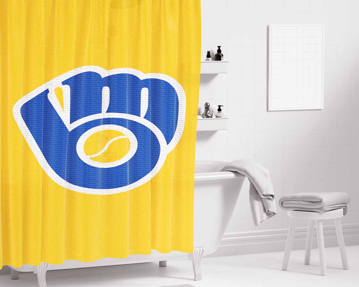 Milwaukee Brewers Ye Bathroom Shower Curtain Fabric Waterproof | 66 X 72 Inch