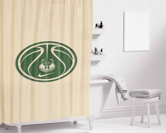 Milwaukee Bucks Baske Bathroom Shower Curtain Fabric Waterproof | 66 X 72 Inch
