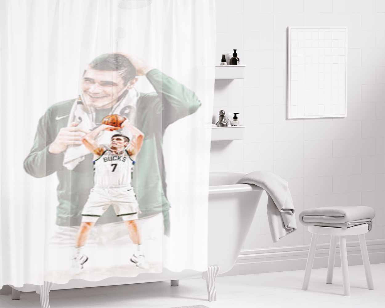 Milwaukee Bucks Ersan Ilyasova Bathroom Shower Curtain Fabric Waterproof | 66 X 72 Inch