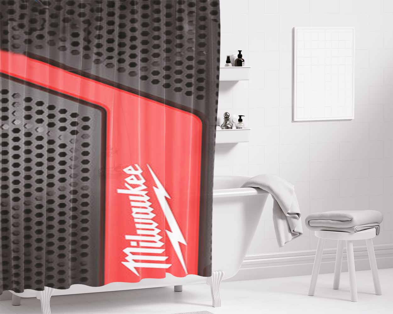 Milwaukee Fuel Bathroom Shower Curtain Fabric Waterproof | 66 X 72 Inch