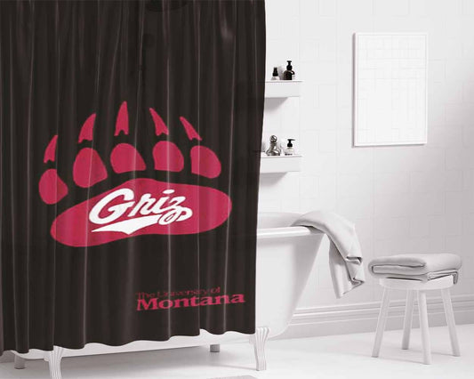 Montana Griz Logo On Blk Bathroom Shower Curtain Fabric Waterproof | 66 X 72 Inch