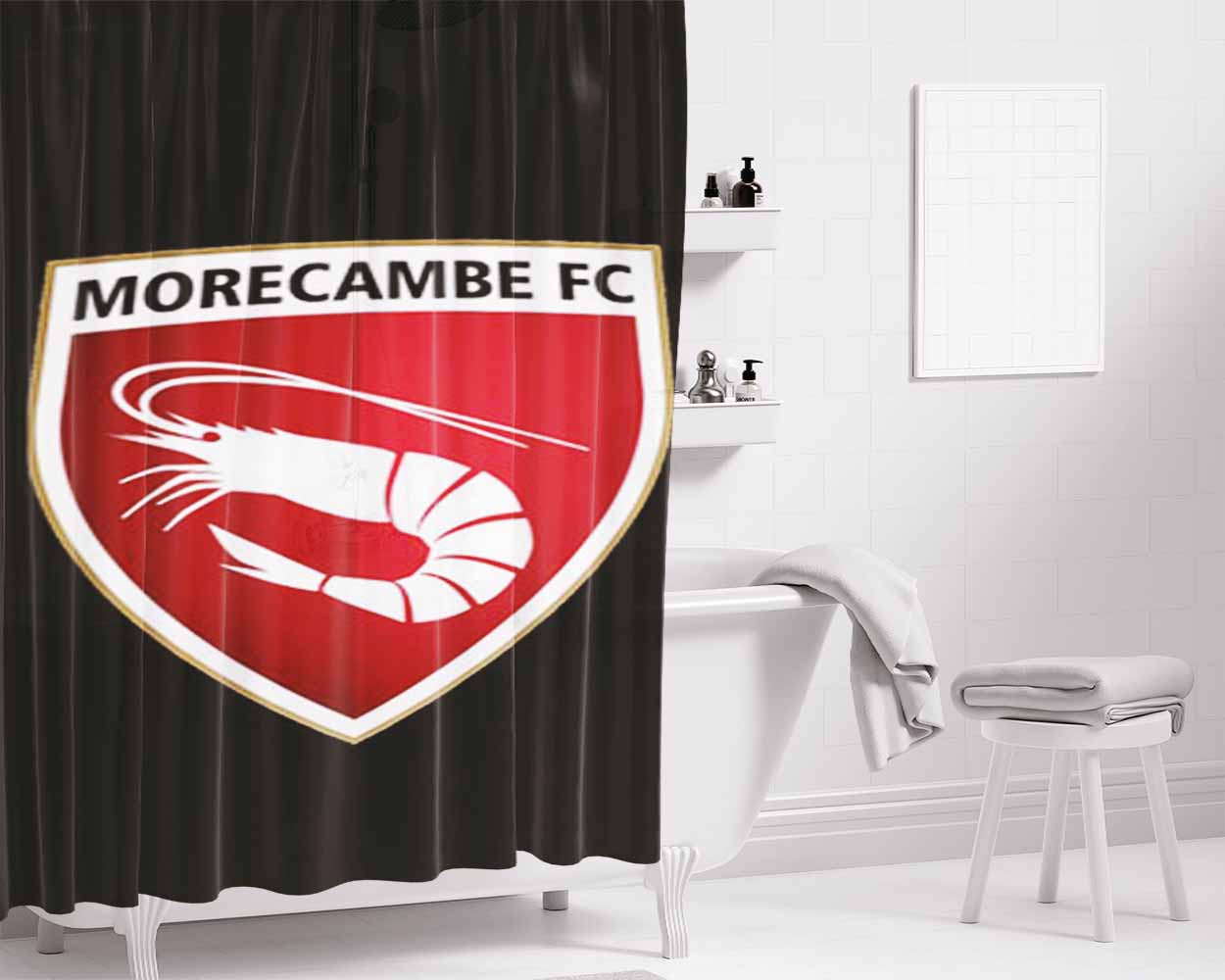 Morecambe Fc Logo Black Bathroom Shower Curtain Fabric Waterproof | 66 X 72 Inch
