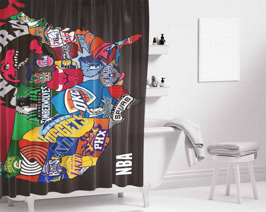 Nba Bathroom Shower Curtain Fabric Waterproof | 66 X 72 Inch