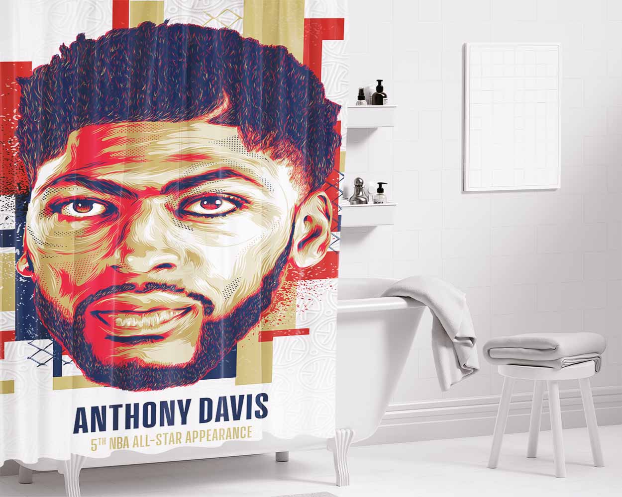 Nba All Star Anthony Davis Bathroom Shower Curtain Fabric Waterproof | 66 X 72 Inch