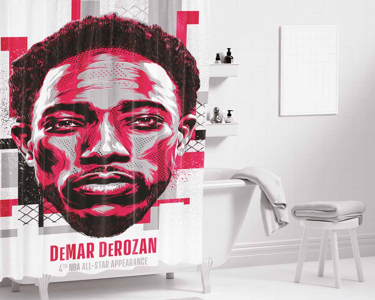 Nba All Star Demar Derozan Bathroom Shower Curtain Fabric Waterproof | 66 X 72 Inch