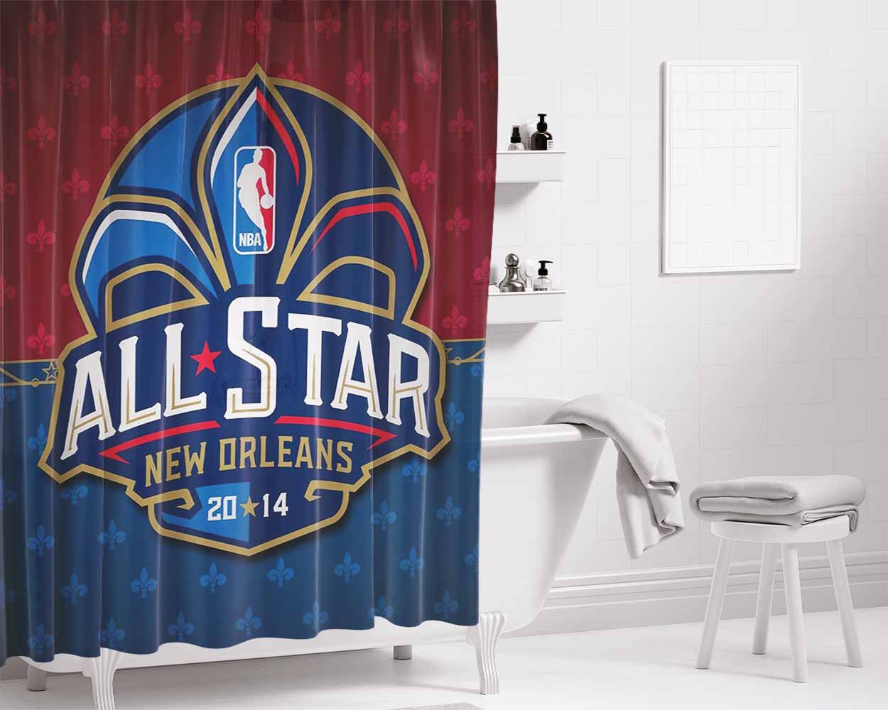 Nba All Star New Bathroom Shower Curtain Fabric Waterproof | 66 X 72 Inch