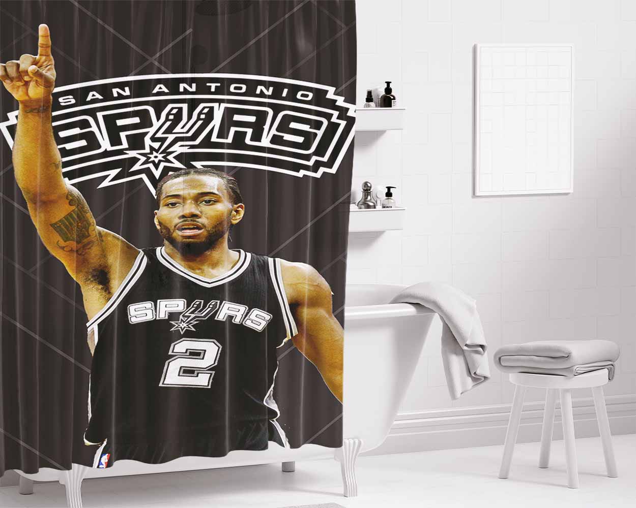 Nba Antonio Spurs Bathroom Shower Curtain Fabric Waterproof | 66 X 72 Inch