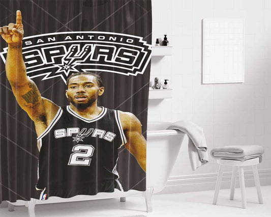 Nba Antonio Spurs Bathroom Shower Curtain Fabric Waterproof | 66 X 72 Inch