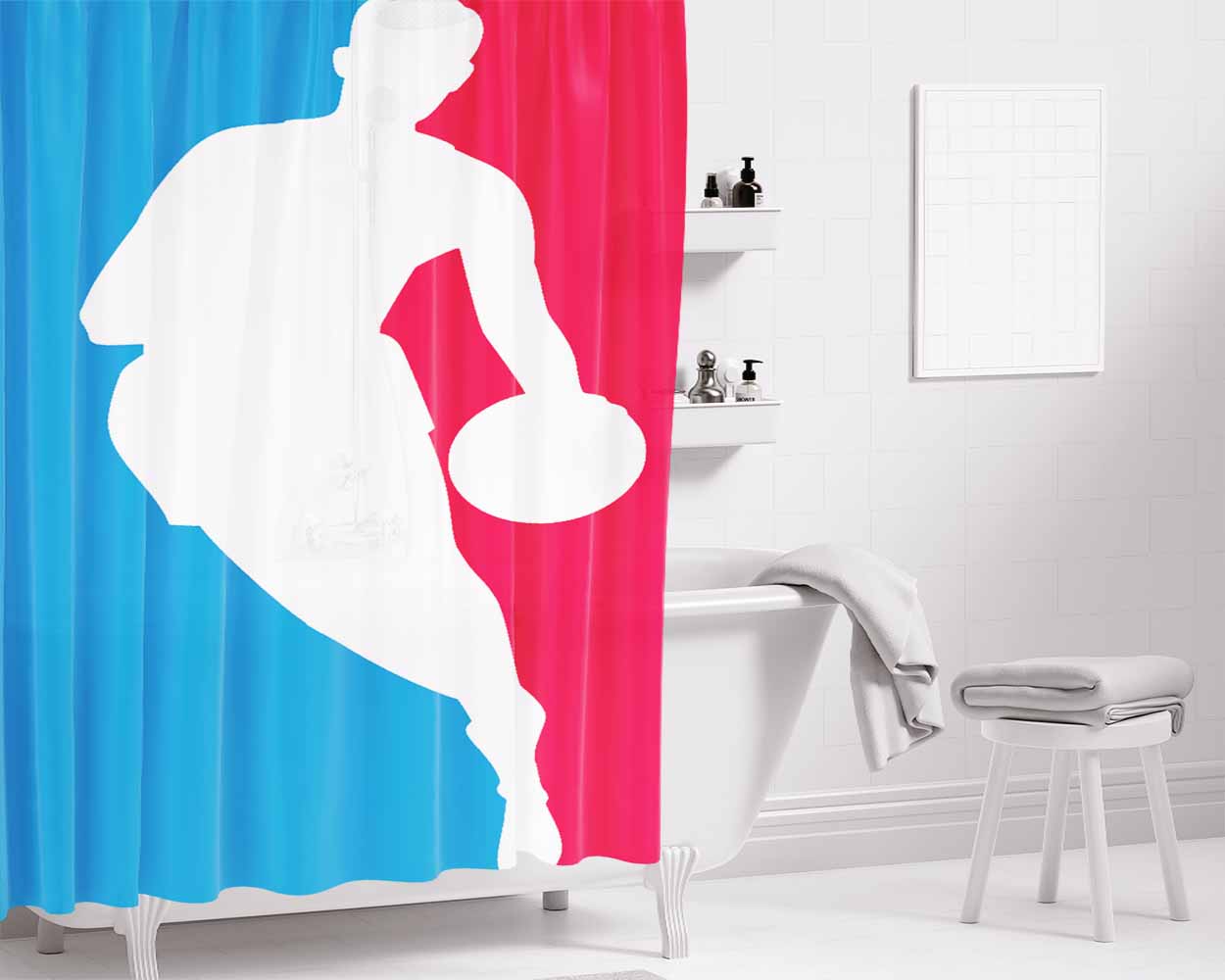 Nba Basket Ball Wallpaper Logo Bathroom Shower Curtain Fabric Waterproof | 66 X 72 Inch