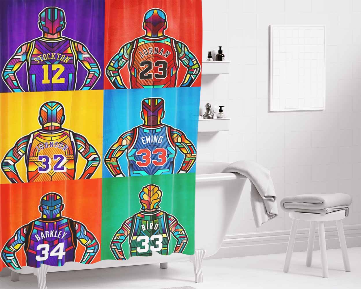 Nba Best Basket Ball Bathroom Shower Curtain Fabric Waterproof | 66 X 72 Inch