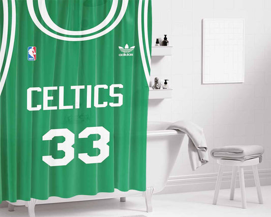 Nba Celtics Bathroom Shower Curtain Fabric Waterproof | 66 X 72 Inch