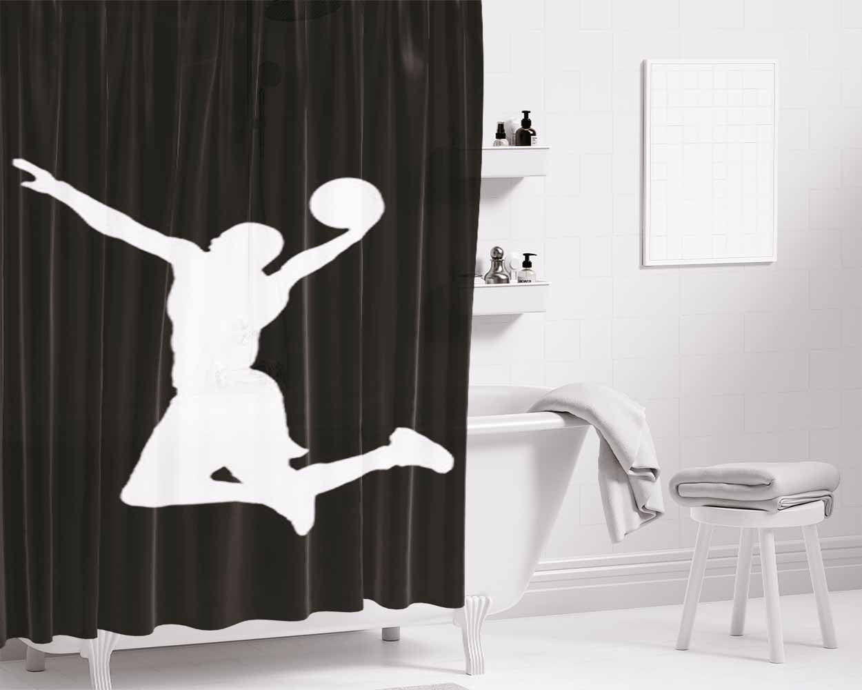 Nba Players Logo Bathroom Shower Curtain Fabric Waterproof | 66 X 72 Inch