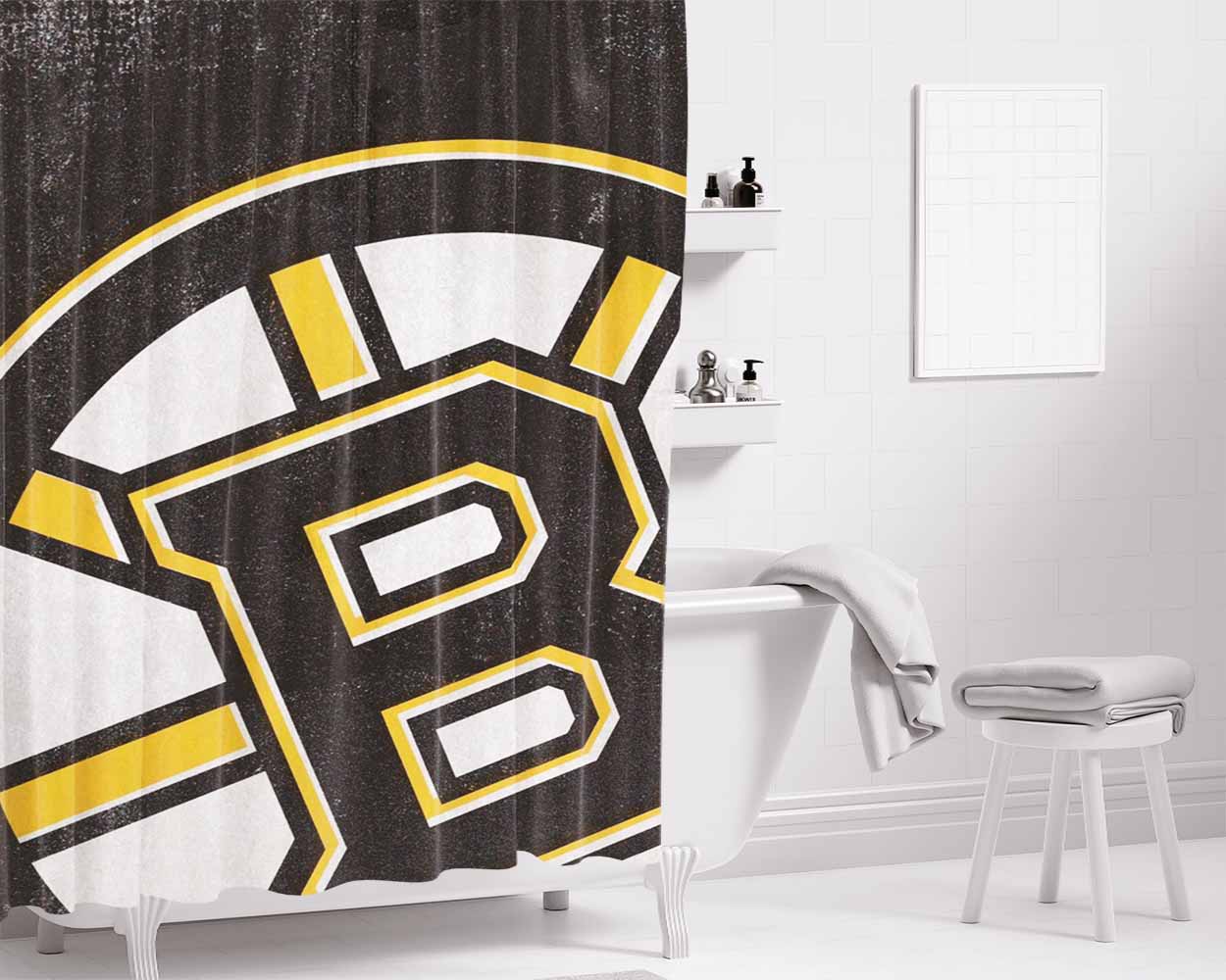 New Boston Bruins Logo Bathroom Shower Curtain Fabric Waterproof | 66 X 72 Inch