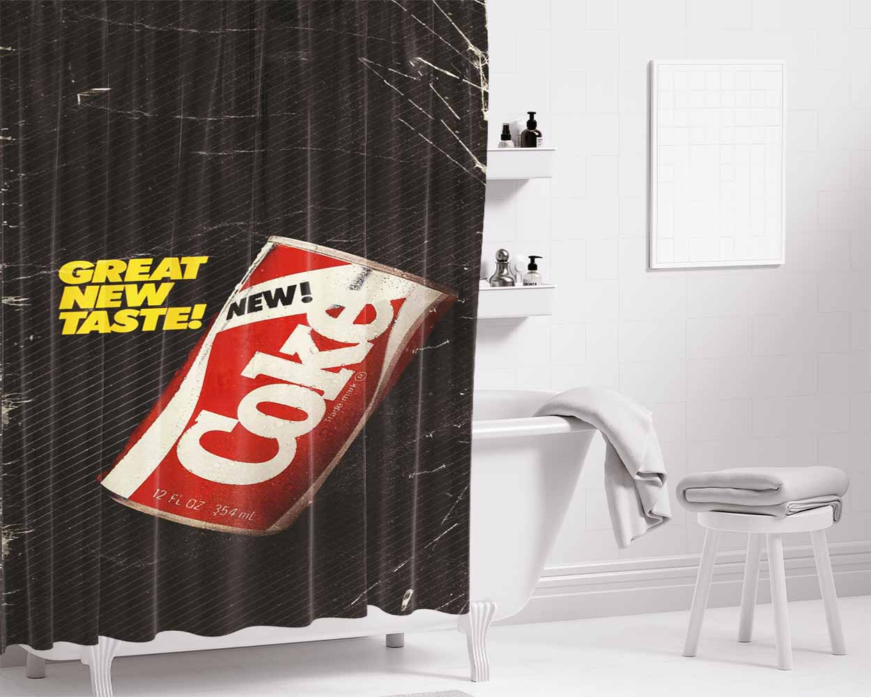New Coke Coca Cola Taste Bathroom Shower Curtain Fabric Waterproof | 66 X 72 Inch