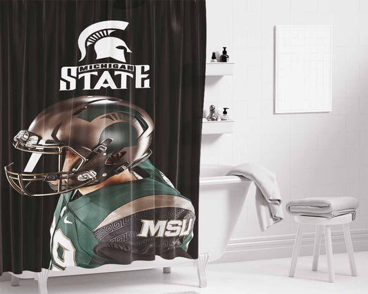 New Michigan State Football Bathroom Shower Curtain Fabric Waterproof | 66 X 72 Inch