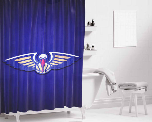 New Orleans Pelicans Hardwood 2 Bathroom Shower Curtain Fabric Waterproof | 66 X 72 Inch