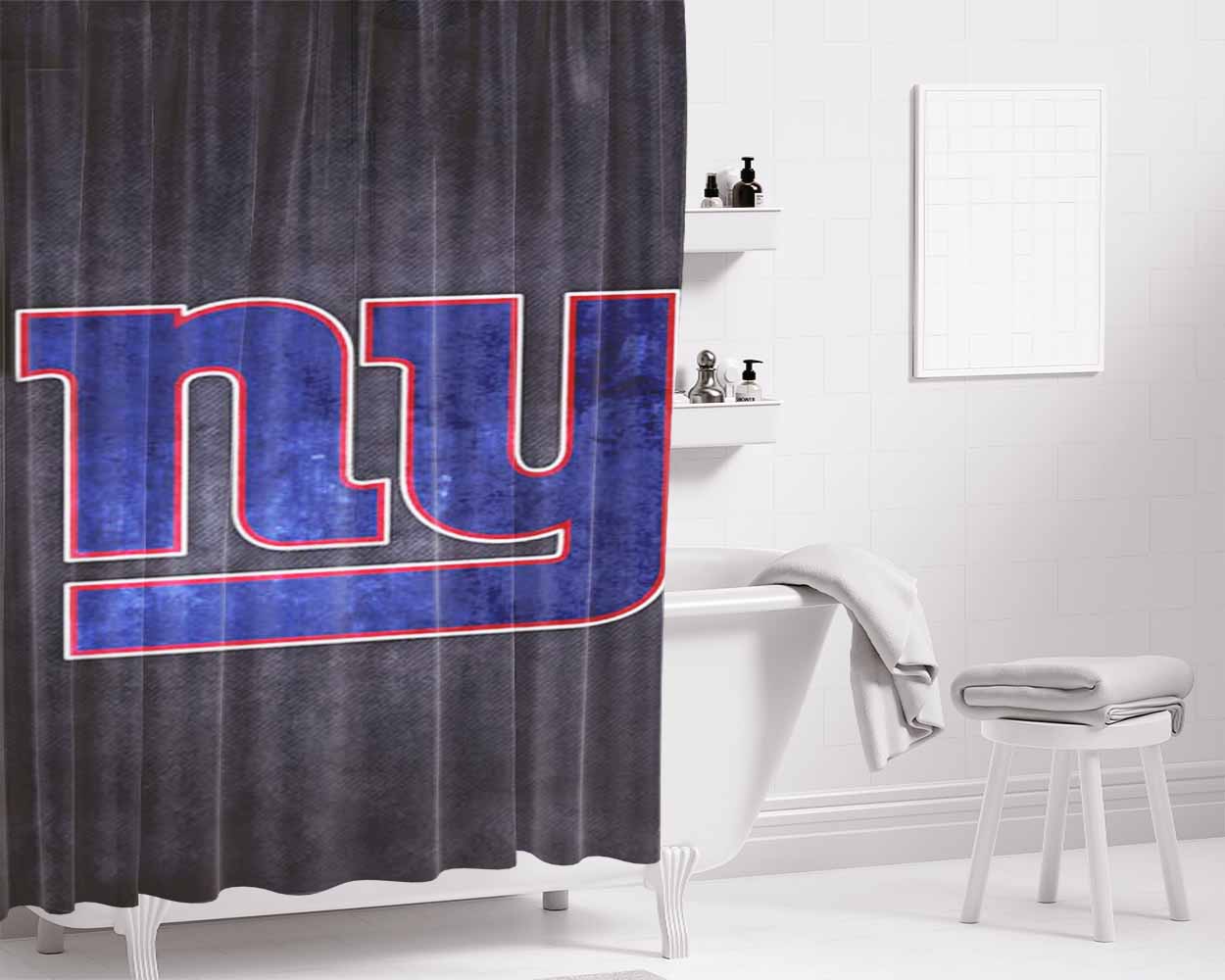 New York Giants Art Bathroom Shower Curtain Fabric Waterproof | 66 X 72 Inch