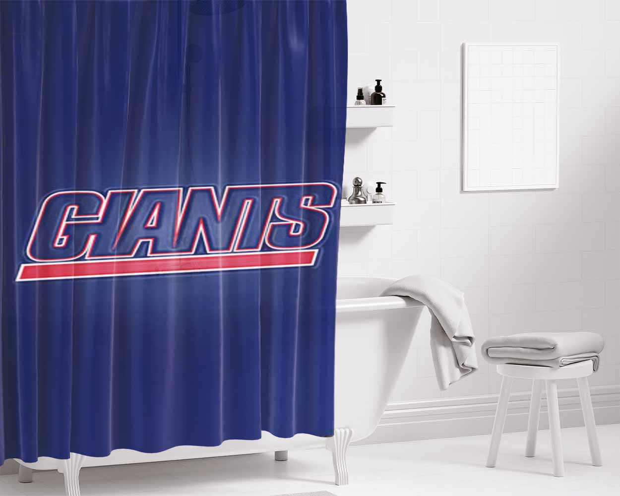 New York Giants Logo Bathroom Shower Curtain Fabric Waterproof | 66 X 72 Inch