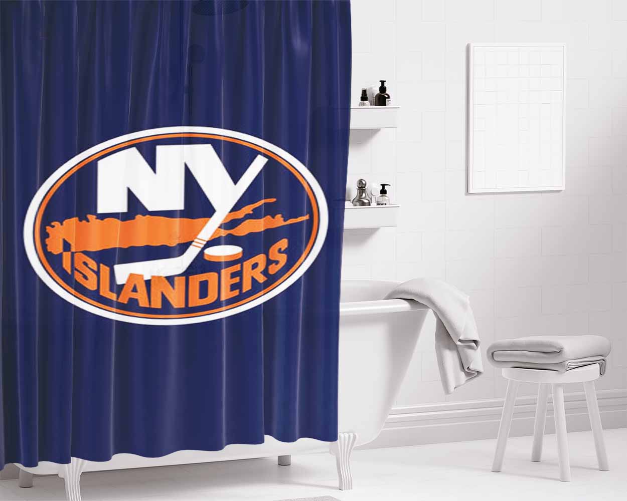 New York Islanders New Bathroom Shower Curtain Fabric Waterproof | 66 X 72 Inch