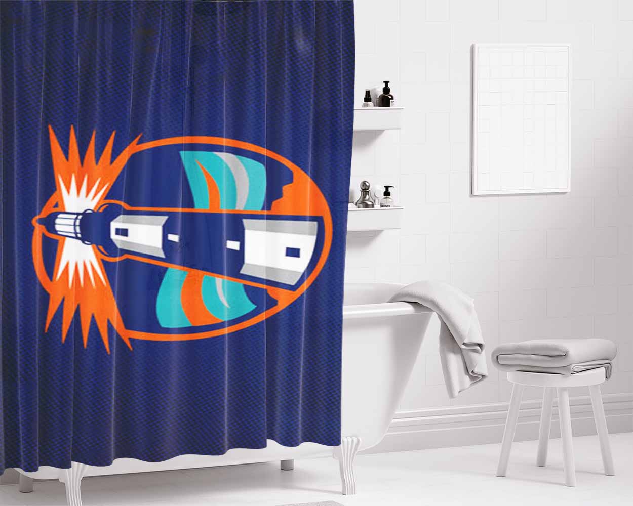 New York Islanders Symbol Bathroom Shower Curtain Fabric Waterproof | 66 X 72 Inch